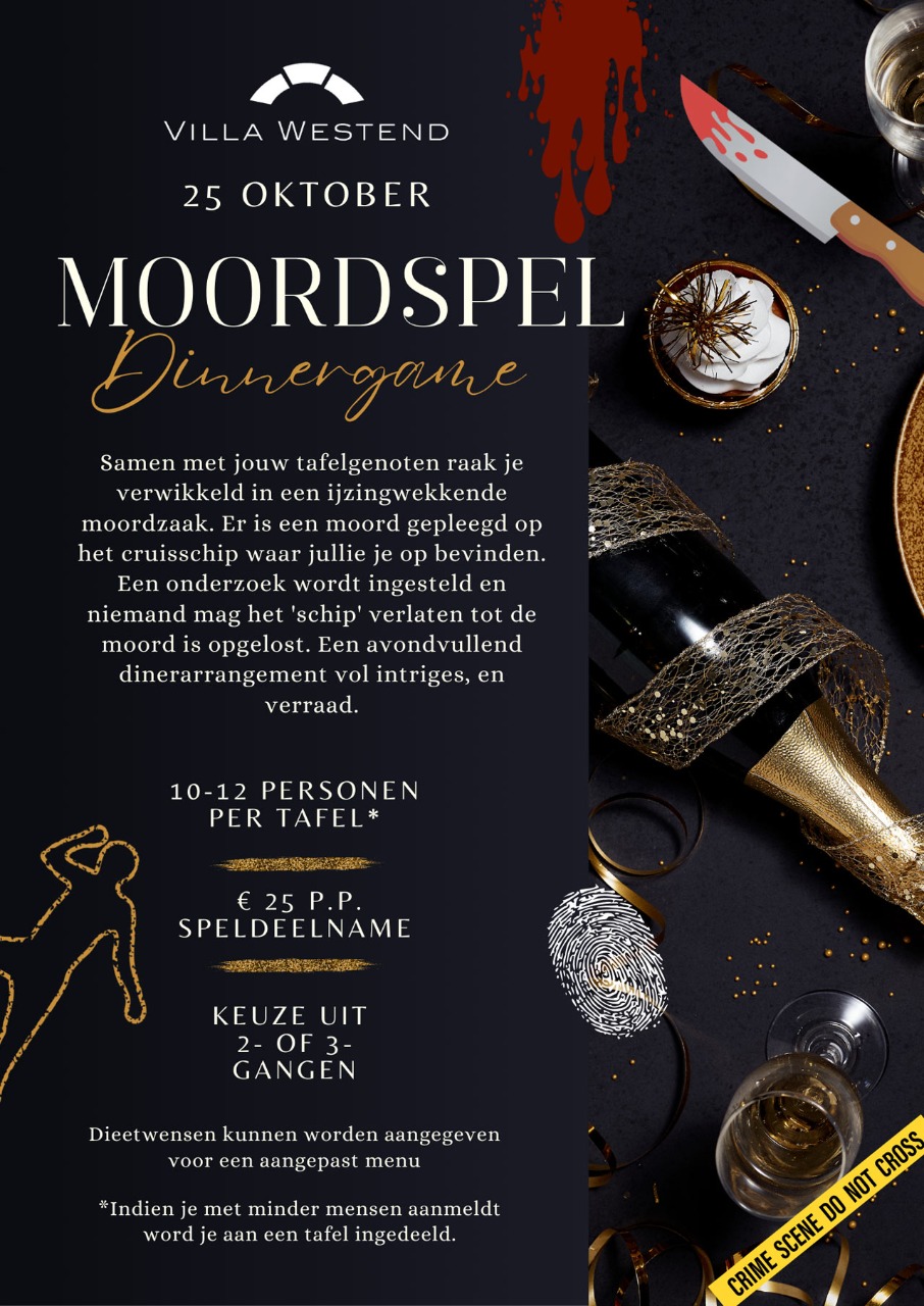 Moordpel dinnergame 25 oktober
