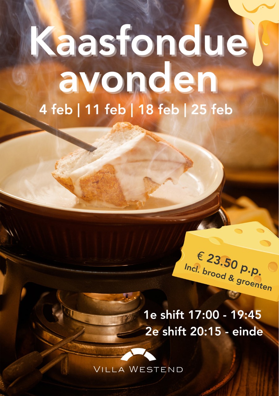 Kaasfondue op 4, 11, 18 en 25 februari